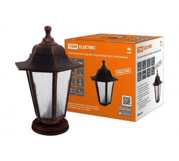 Светильник садово-парковый НТУ 06-60-001 шестигр., напольный, пластик, расс.пластик, медь TDM