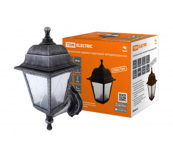 Светильник садово-парковый НБУ 04-60-001 четырехгр., настенный, пластик, расс.пластик, серебро TDM