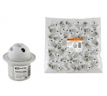 Патрон Е27 с кольцом, термостойкий пластик, белый, TDM