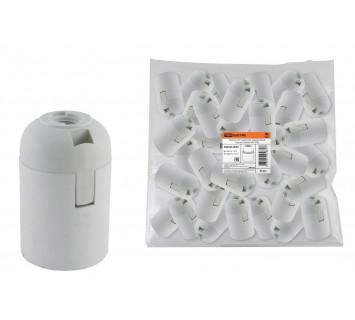 Патрон Е27 подвесной, термостойкий пластик, белый, Б/Н TDM