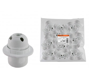 Патрон Е27 с кольцом, термостойкий пластик, белый, Б/Н TDM