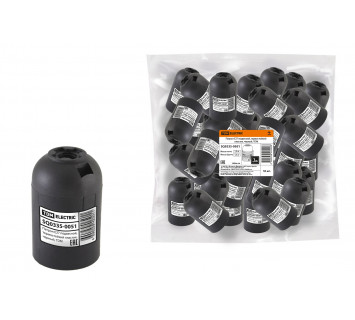 Патрон Е27 подвесной, термостойкий пластик, черный, TDM