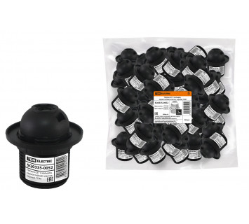 Патрон Е27 с кольцом, термостойкий пластик, черный, TDM