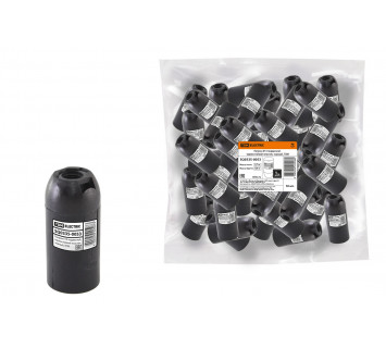 Патрон Е14 подвесной, термостойкий пластик, черный, TDM