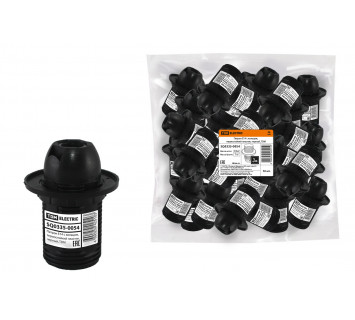 Патрон Е14 с кольцом, термостойкий пластик, черный, TDM