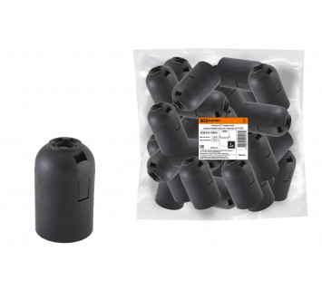 Патрон Е27 подвесной, термостойкий пластик, черный, Б/Н TDM