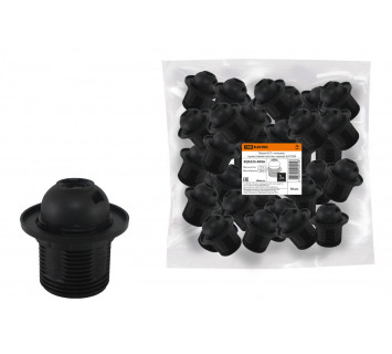 Патрон Е27 с кольцом, термостойкий пластик, черный, Б/Н TDM