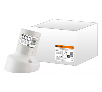 Патрон Е27 настенный, термостойкий пластик, наклонный, белый, TDM