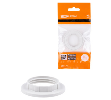 Кольцо для патрона Е14, термостойкий пластик, белый, TDM