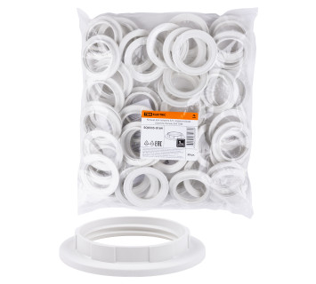 Кольцо для патрона Е27, термостойкий пластик, белый, Б/Н TDM