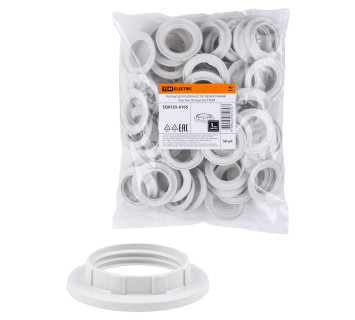 Кольцо для патрона Е14, термостойкий пластик, белый, Б/Н TDM