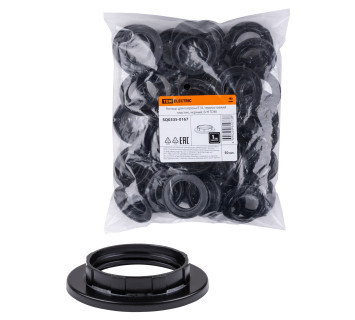 Кольцо для патрона Е14, термостойкий пластик, черный, Б/Н TDM