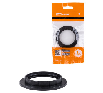 Кольцо для патрона Е27, термостойкий пластик, черный, TDM