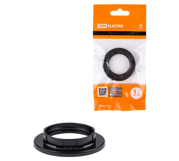 Кольцо для патрона Е14, термостойкий пластик, черный, TDM