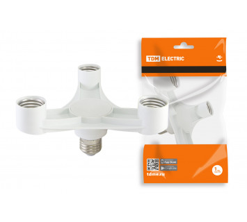 Переходник Е27-3хЕ27, белый, TDM