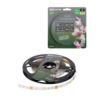 Лента светодиодная SMD2835-60 LED/м-IP20-12 В-4,8 Вт/м-3000 К (5 м) блистер TDM