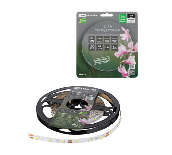 Лента светодиодная SMD2835-60 LED/м-IP20-12 В-4,8 Вт/м-6000 К (5 м) блистер TDM