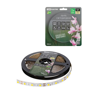 Лента светодиодная SMD5050-60 LED/м-IP20-12 В-14,4 Вт/м-3000 К (5 м) блистер TDM