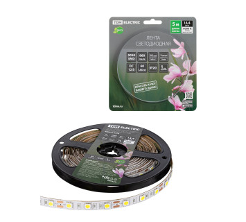 Лента светодиодная SMD5050-60 LED/м-IP20-12 В-14,4 Вт/м-6000 К (5 м) блистер TDM