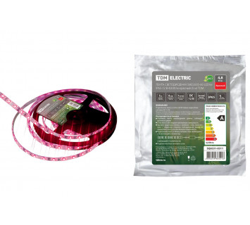 Лента светодиодная SMD2835-60 LED/м-IP65-12 В-4,8 Вт/м-красный (5 м) TDM