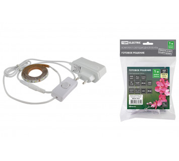 Комплект светодиодной ленты SMD2835-60 LED/м-12 В-4,8 Вт/м-IP20-3000 К (1 м), 6 Вт TDM