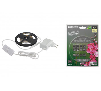 Комплект светодиодной ленты SMD2835-60 LED/м-12 В-4,8 Вт/м-IP65-3000 К (3 м), 18 Вт TDM