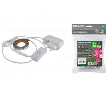 Комплект светодиодной ленты SMD2835-60 LED/м-12 В-4,8 Вт/м-IP65-3000 К (1 м), 6 Вт TDM