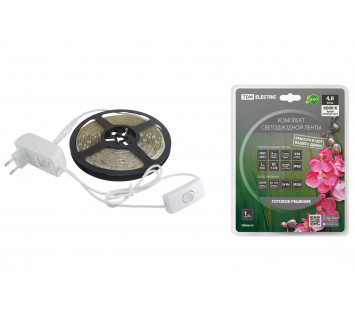 Комплект светодиодной ленты SMD2835-60 LED/м-12 В-4,8 Вт/м-IP65-6000 К (5 м), 24 Вт TDM