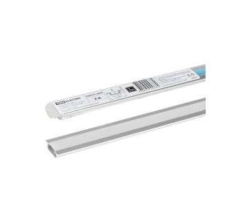 Алюминиевый профиль встраиваемый 2206 (2 м), матовый рассеиватель, 2 заглушки TDM