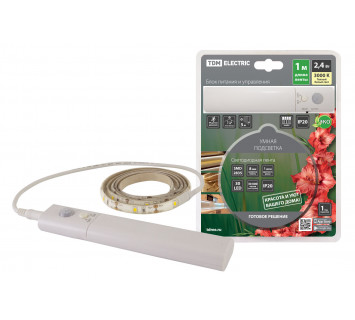 Умная подсветка SMD2835-30LED/m-IP20-5В-2,4Вт-3000 К(1 м), датчик движ., 4хААА TDM