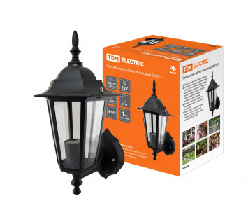 Светильник 6060-01 садово-парковый шестигранник, 60Вт, вверх, черный TDM