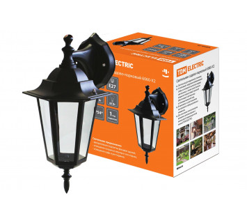 Светильник 6060-02 садово-парковый шестигранник, 60Вт, вниз, черный TDM