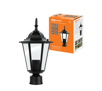 Светильник 6060-03 садово-парковый шестигранник, 60Вт, на опору, черный TDM