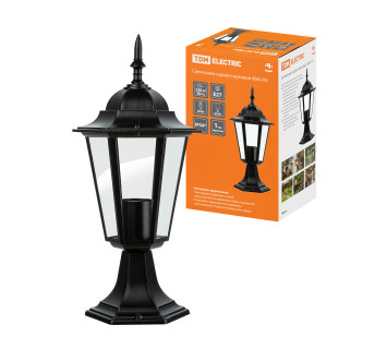 Светильник 6060-04 садово-парковый шестигранник, 60Вт, стойка, черный TDM