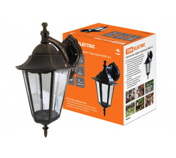 Светильник 6060-12 садово-парковый шестигранник, 60Вт, вниз, бронза TDM