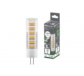 Лампа светодиодная G4-5 Вт-AC/DC 12 В-6500 К, SMD, 16x57 мм TDM