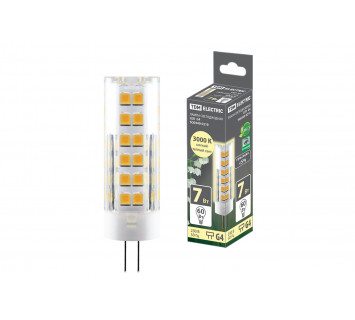 Лампа светодиодная G4-7 Вт-230 В-3000 К, SMD, 18,5x57 мм TDM
