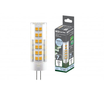 Лампа светодиодная G4-7 Вт-230 В-4000 К, SMD, 18,5x57 мм TDM