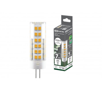 Лампа светодиодная G4-7 Вт-230 В-6500 К, SMD, 18,5x57 мм TDM