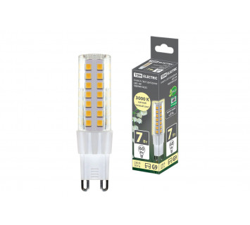 Лампа светодиодная G9-7 Вт-230 В-3000 К, SMD, 17,5x65,5 мм TDM