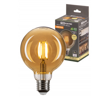 Лампа светодиодная «Винтаж» золотистая G95, 7 Вт, 230 В, 2700 К, E27 (шар) TDM