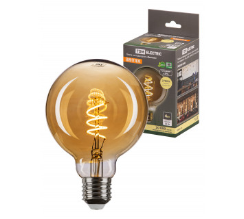 Лампа светодиодная «Винтаж» золотистая G95 (со спиралью), 4 Вт, 230 В, 2700 К, E27 (шар) TDM