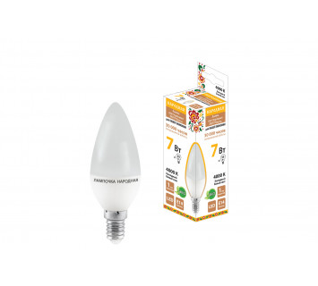 Лампа светодиодная FС37-7 Вт-230 В-4000 К–E14 Народная