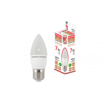 Лампа светодиодная FС37-7 Вт-230 В-3000 К–E27 Народная