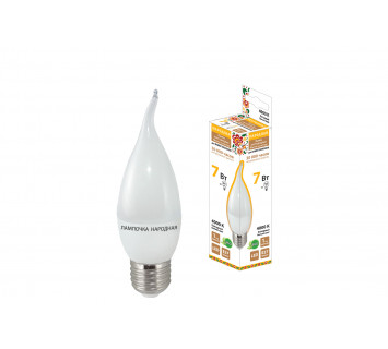 Лампа светодиодная WFС37-7 Вт-230 В-4000 К–E27 (свеча на ветру) Народная