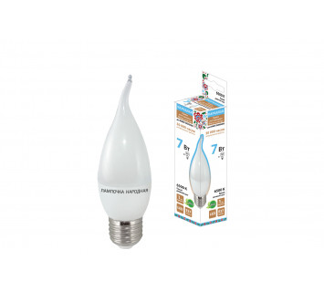 Лампа светодиодная WFС37-7 Вт-230 В-6500 К–E27 (свеча на ветру) Народная