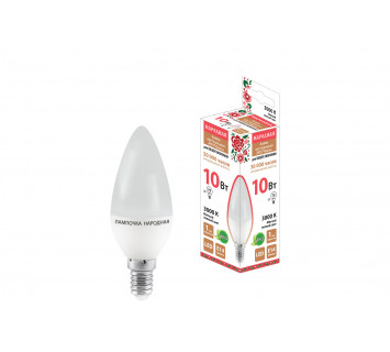 Лампа светодиодная FС37-10 Вт-230 В-3000 К–E14 Народная
