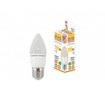 Лампа светодиодная FС37-10 Вт-230 В-4000 К–E27 Народная