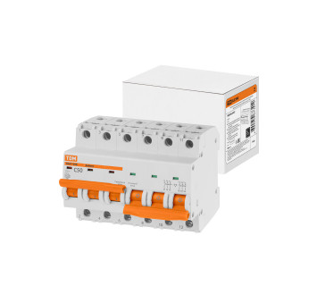 Авт. выкл. с мех. блок. (байпас) ВА47-29Б 3Р+3Р 50А 4,5кА х-ка C TDM