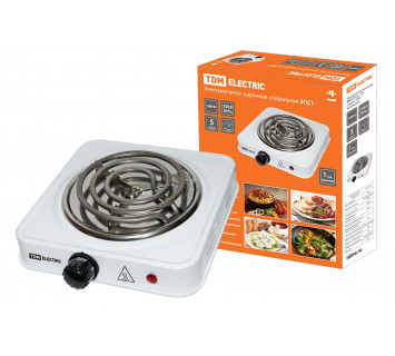 Электроплитка одноконф. ЭПС1 230 В, 1 кВт, спираль, белая, TDM